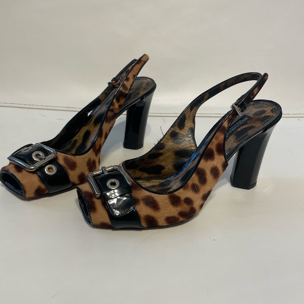 Dolce & Gabbana animal print pony hair heel